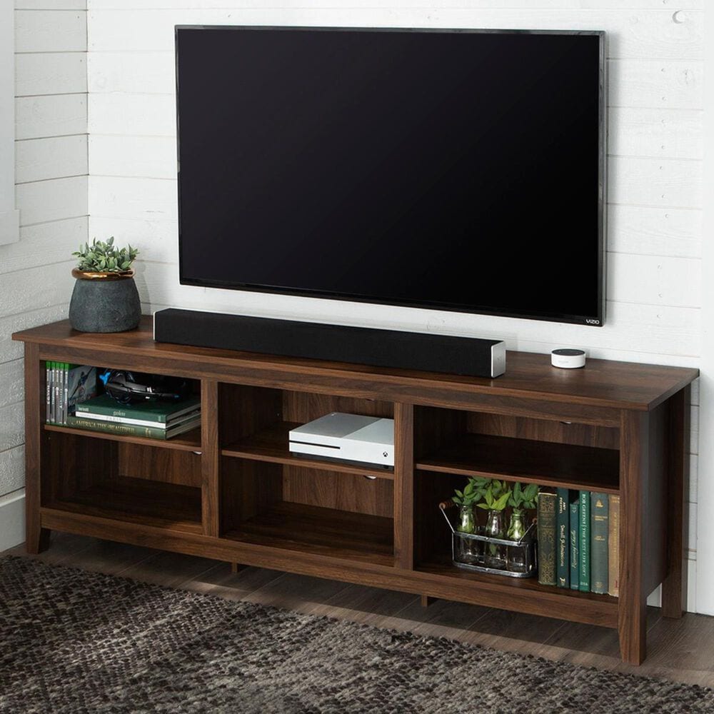 Walker Edison Essential 70" TV Stand in Dark Walnut, , large