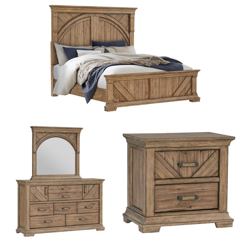 Karavan Casual Dining 4-Piece Queen Bedroom Set in Knotty Hickory, , large