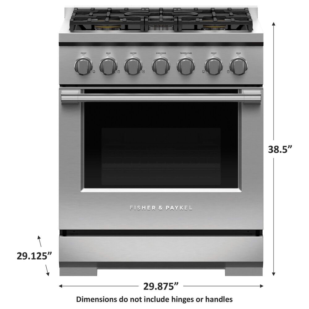 Fisher &amp; Paykel 30&quot; Freestanding Natural Gas Range with 5 Burners in Stainless Steel, , large