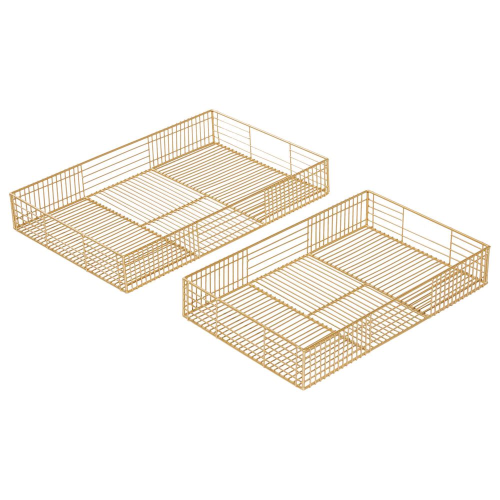 CosmoLiving by Cosmopolitan Rectangular Serving Tray in Gold (Set of 2), , large