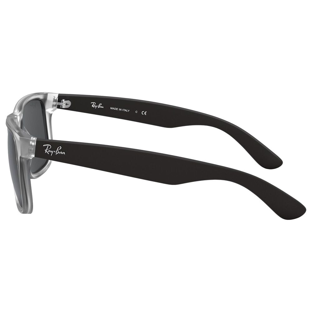 Ray-Ban Justin Sunglasses with Grey Lenses in Matte Transparent and Black, , large