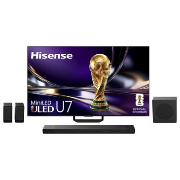 Hisense 85" Class U7 Series ULED Mini-LED 4K - Smart Google TV with 5.1.4 Channel Soundbar System in Black, , large