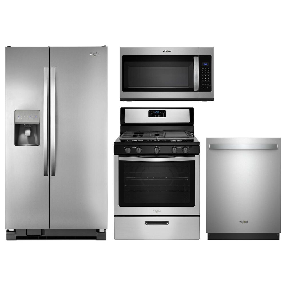 Whirlpool 4-Piece Kitchen Package with Freestanding Gas Range - Stainless Steel, , large