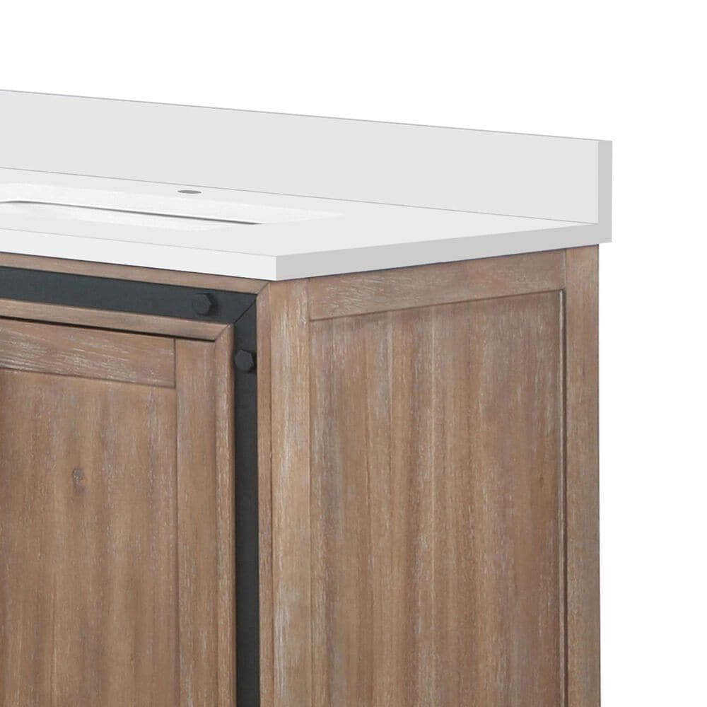 Lexora Home Ziva 72&quot; Double Bathroom Vanity in Rustic Barnwood with 2 cm White Quartz Top and Rectangular Sinks, , large
