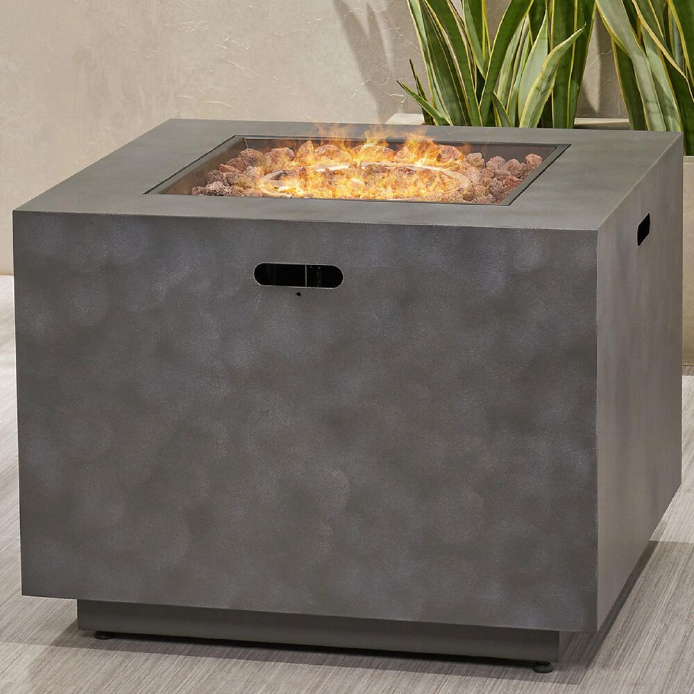 Noble House Wellington 33&quot; Square Concrete-Look Fire Pit in Brushed Brown, , large