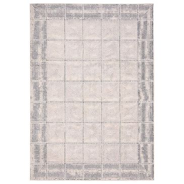 Jaipur Eva Quadrant 6" x 9" Silver Cloud, Moonstruck, Pastel Parchment, Almond Peach and Licorice Area Rug, , large