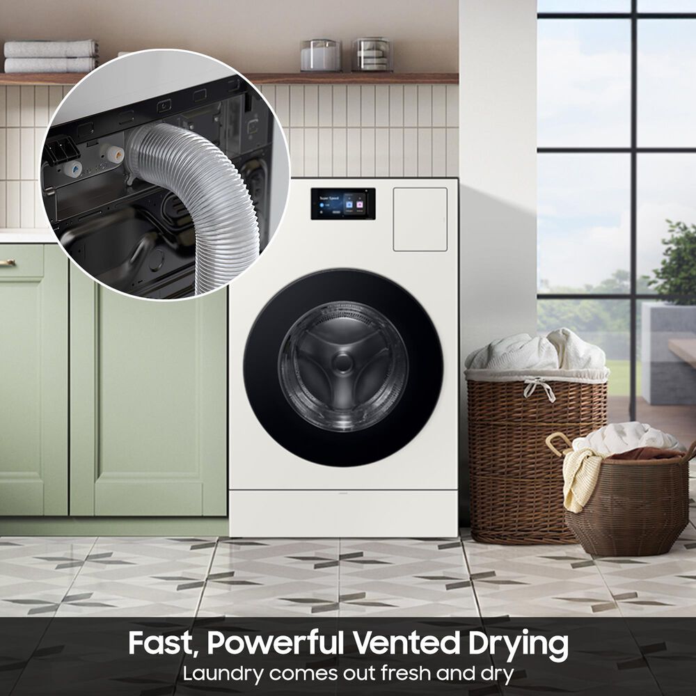 Samsung Bespoke Bespoke 5.3 Cu. Ft. Front Load AI All-in-One Vented Washer and Electric Dryer Combo in Ivory, , large