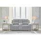 Ashley Buntington Double Manual Reclining Loveseat in Pewter, , large