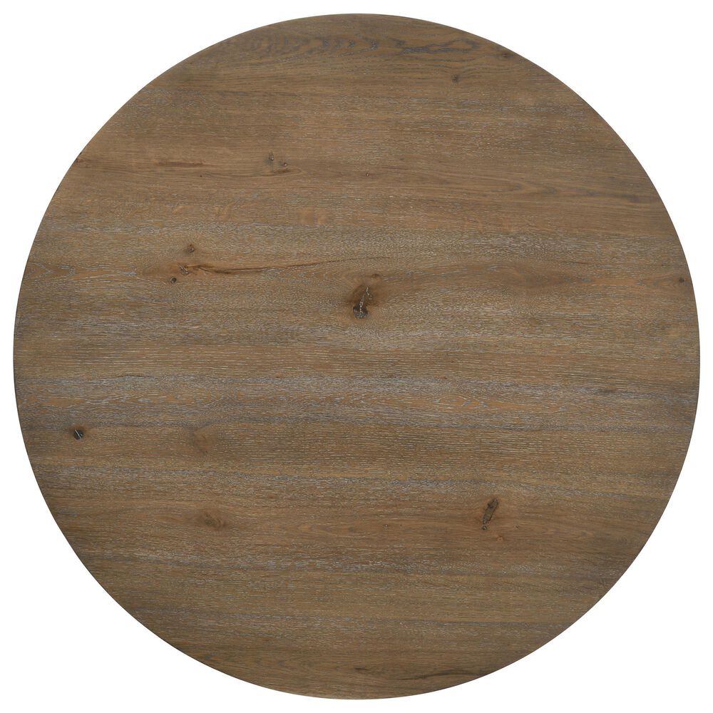 HOMLUX 5-Piece Round Dining Set with Wheat Cushion in Vintage Walnut and Natural Distressed, , large