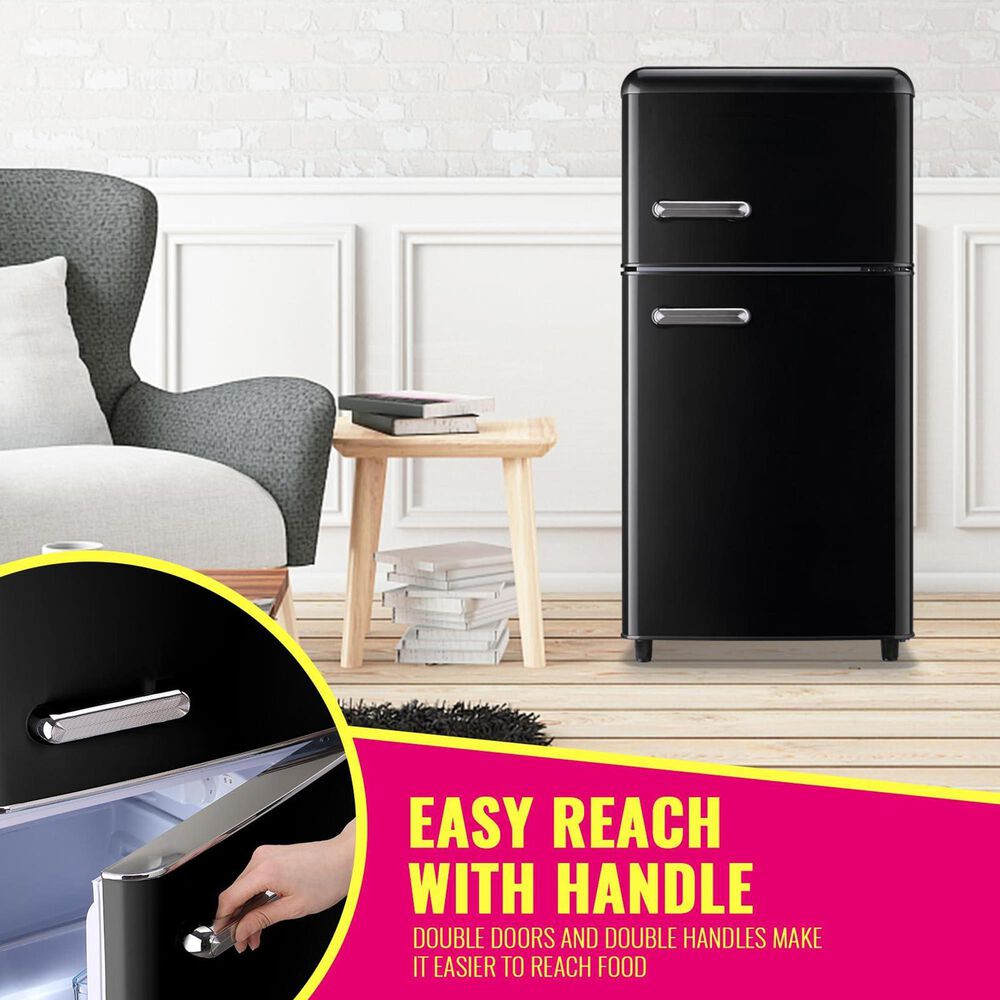 HOMLUX 3.5 Cu. Ft. Top Freezer Refrigerator with Dual Doors and Adjustable Shelves in Black, , large
