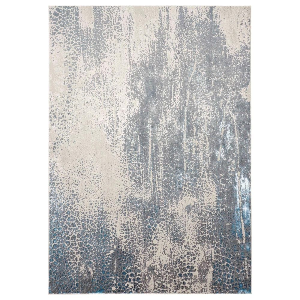 Feizy Azure 3401F 13" x 20" Gray and Blue Area Rug, , large