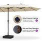 HOMLUX 14" Outdoor Double-Sided Market Umbrella with Base in Khaki, , large