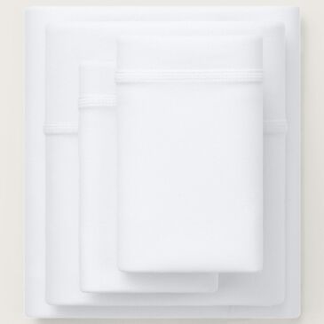 Purple SoftStretch 5-Piece Split King Sheet Set in True White, , large