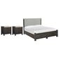 Nicolette Home Plum Creek Queen Upholstered Storage Bed with Two Nightstands in Ravenwood Black, , large