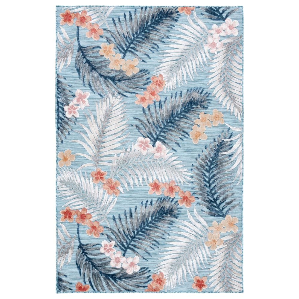 Safavieh Cabana CBN451J 4" x 6" Aqua and Ivory Indoor/Outdoor Area Performance Rug, , large