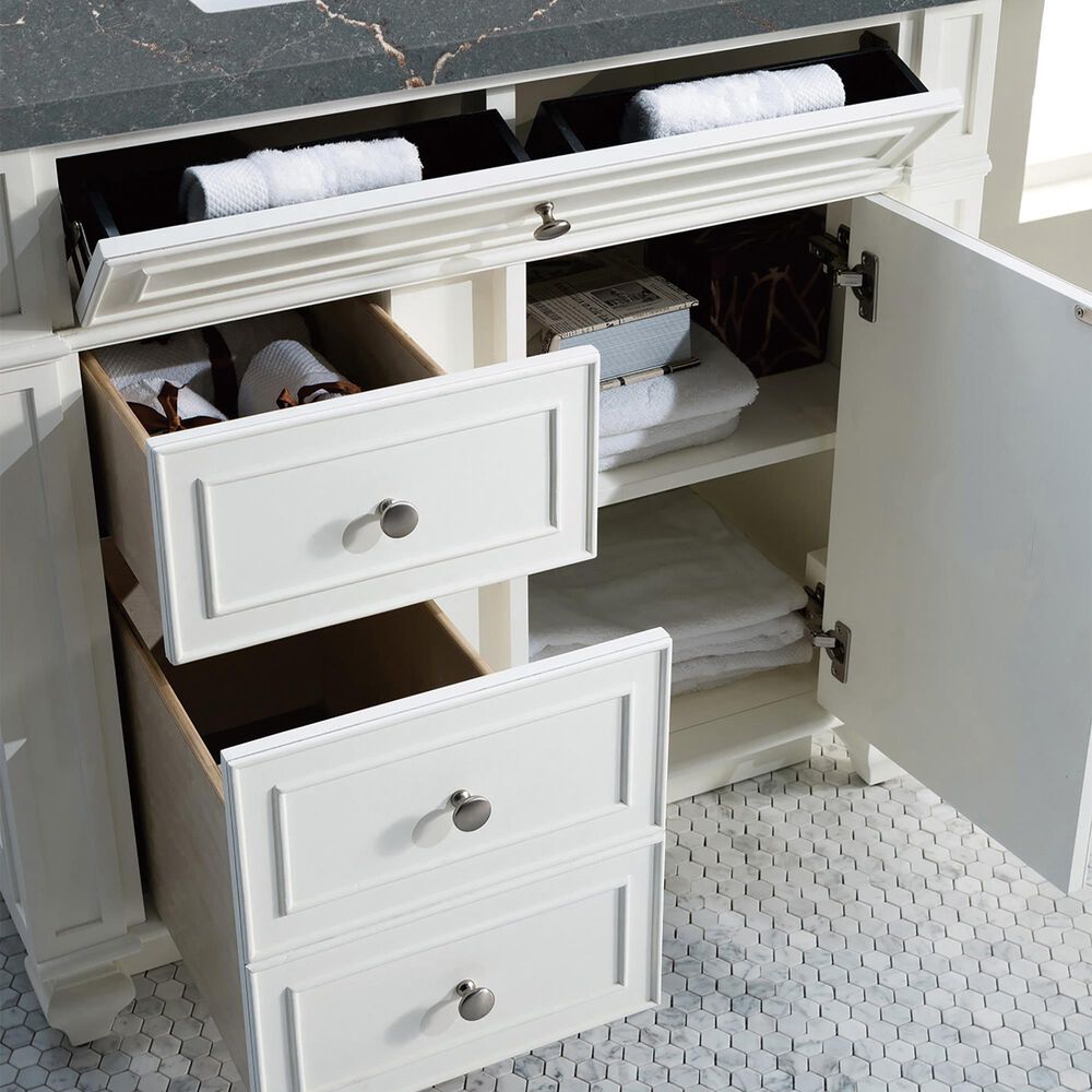 James Martin Vanities Bristol 36" Single Bathroom Vanity in Bright White with 3 cm Parisien Bleu Quartz Top and Rectangular Sink, , large