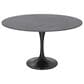 Leisuremod LeisureMod Verve Collection 48 Round Dining Table, Black Base with Sintered Stone Grey Top, , large