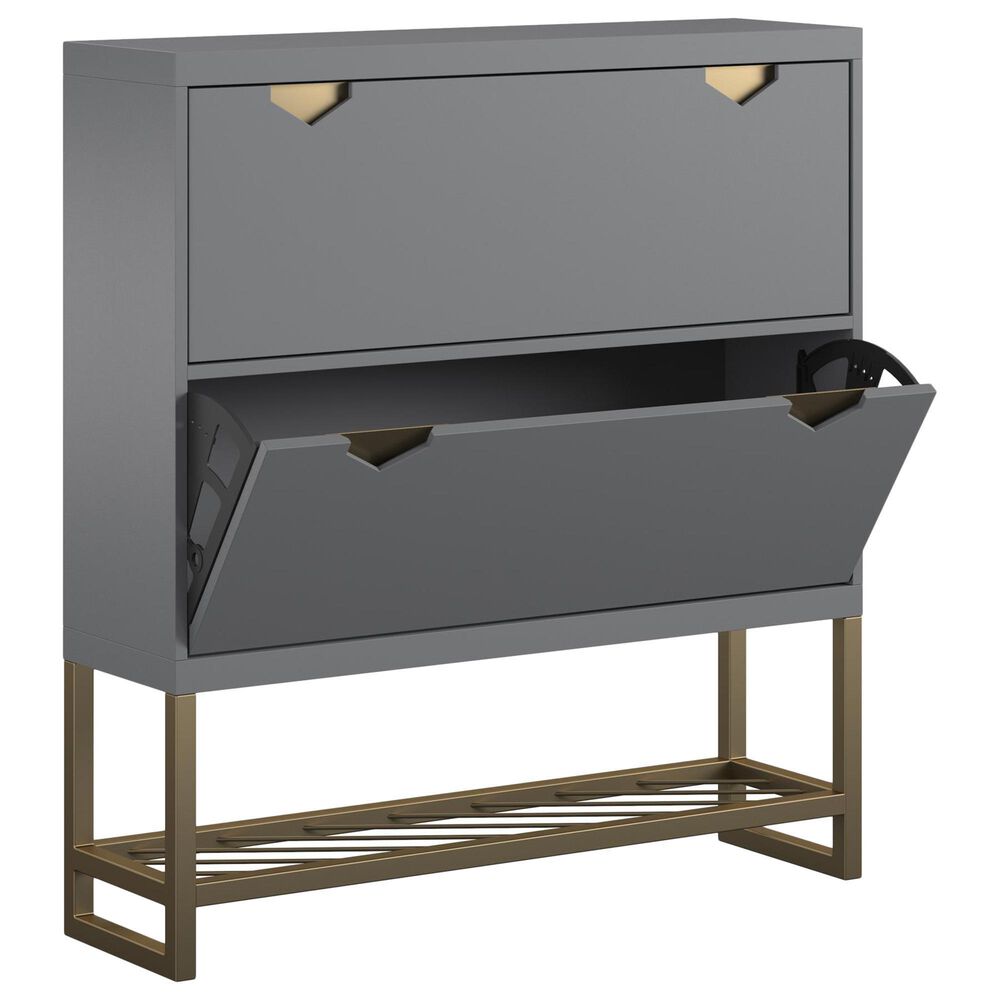 DHP Brielle Entryway Shoe Storage in Graphite Grey and Gold, , large