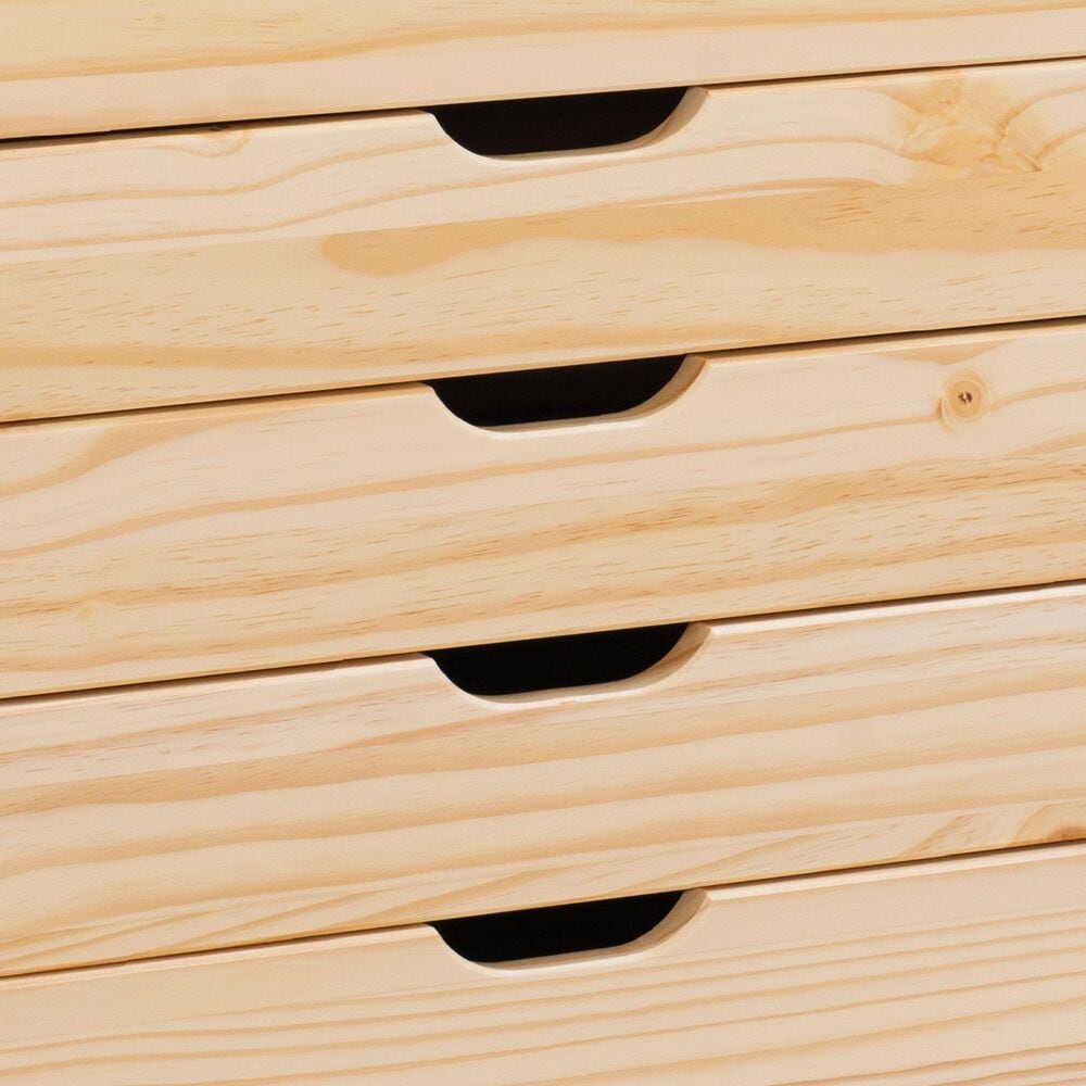 Linon Home Decor Cary 6-Drawer Wide Rolling Cart in Natural, , large