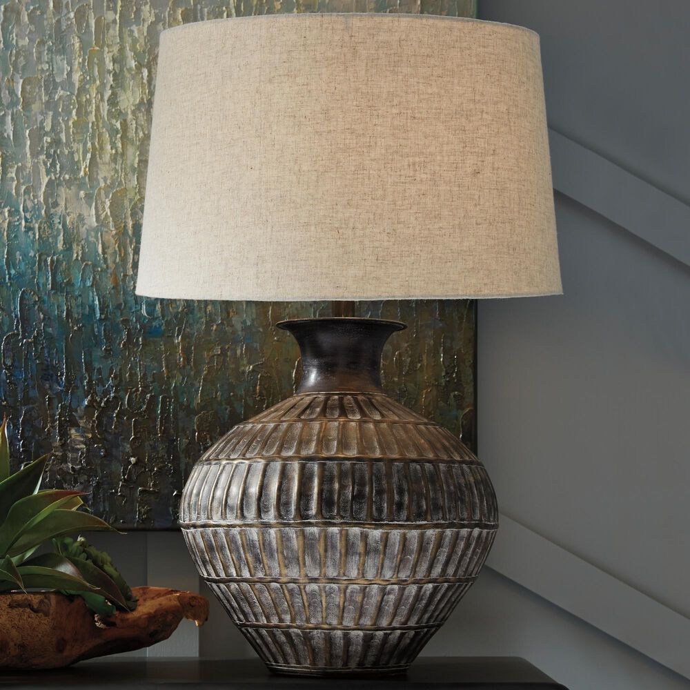 Ashley Magan Metal Table Lamp in Antique Bronze, , large