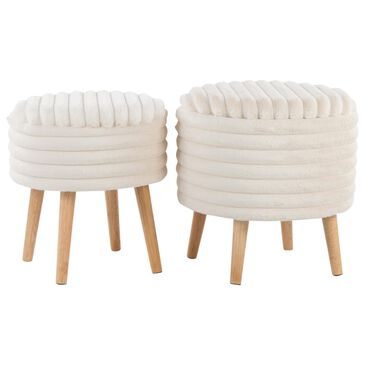 Lumisource Tray Plush 2-Piece Storage Ottoman Set in Cream, , large
