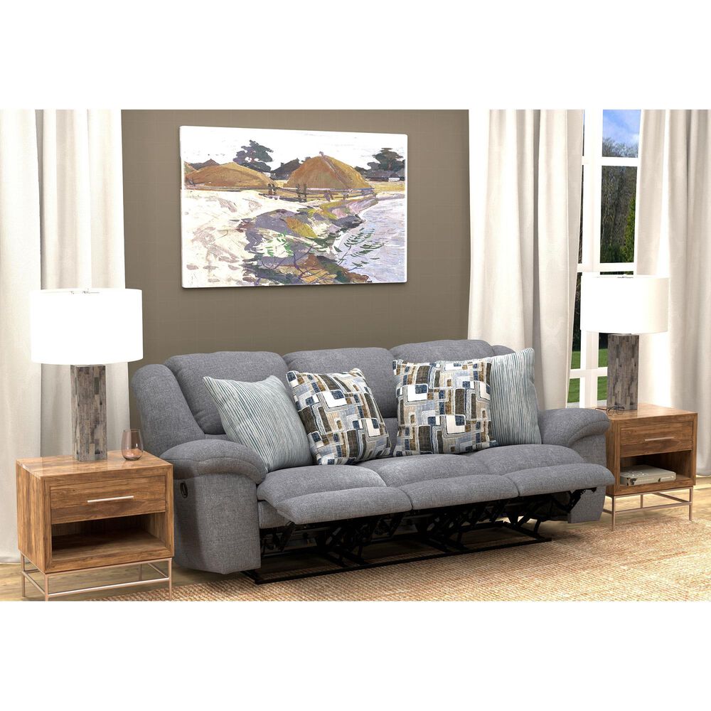 Catnapper Trifecta Manual Reclining Sofa with Drop Down Table in Smoke, , large
