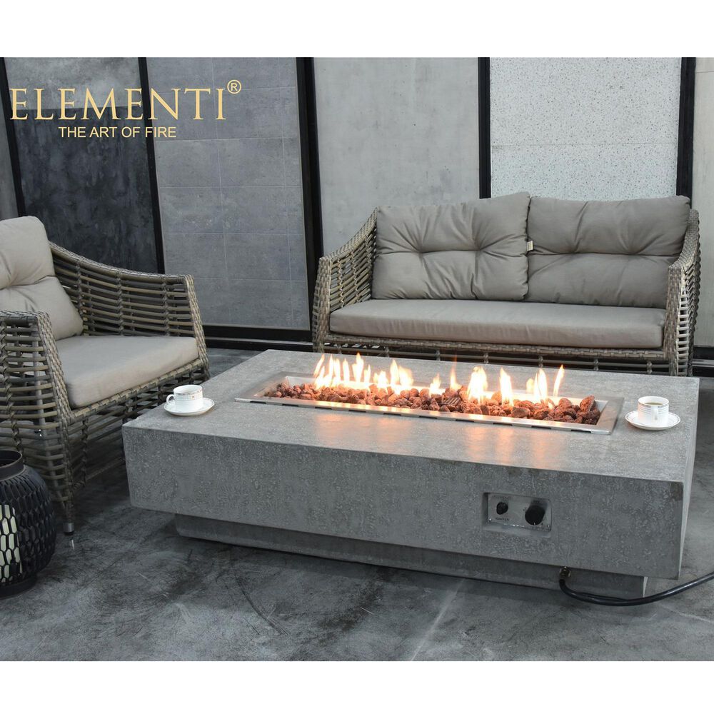 Elementi Fire Hampton Rectangle Natural Gas Fire Table in Gray, , large