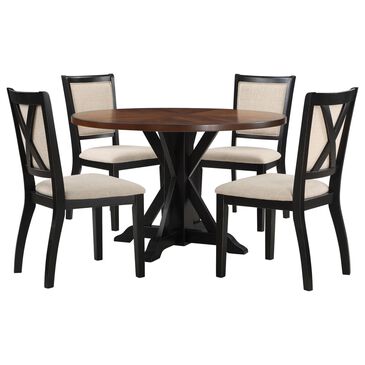Valor Living Delina 5-Piece Round Dining Set in Tobacco and Black, , large
