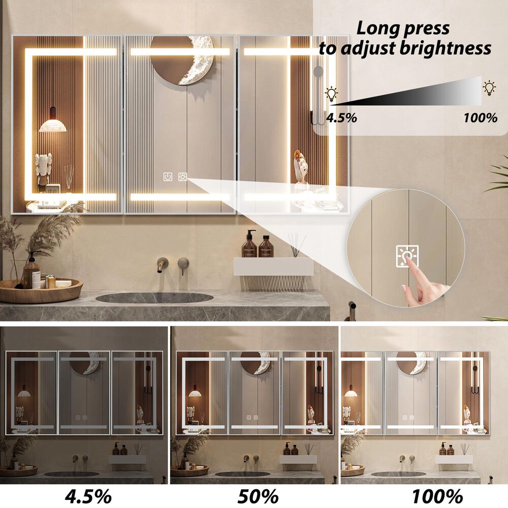HOMLUX 48" x 32" Bathroom Medicine Cabinet with Mirror in Silver, , large