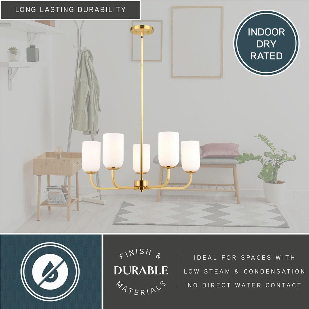 Vaxcel International Co. Ltd. Shelby 5-Light Chandelier in Natural Brass, , large