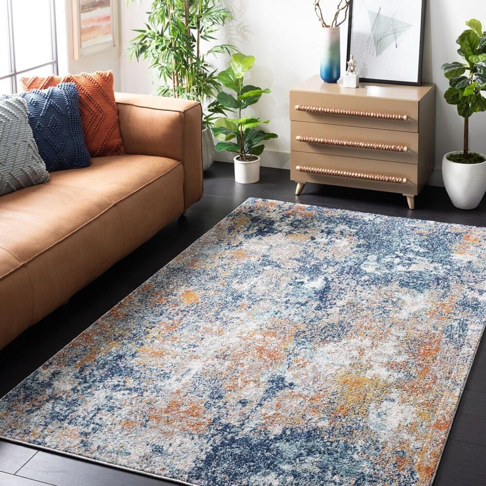 Safavieh Aston ASN710 5&#39;3&quot; x 7&#39;7&quot; Navy and Gold Area Rug, , large