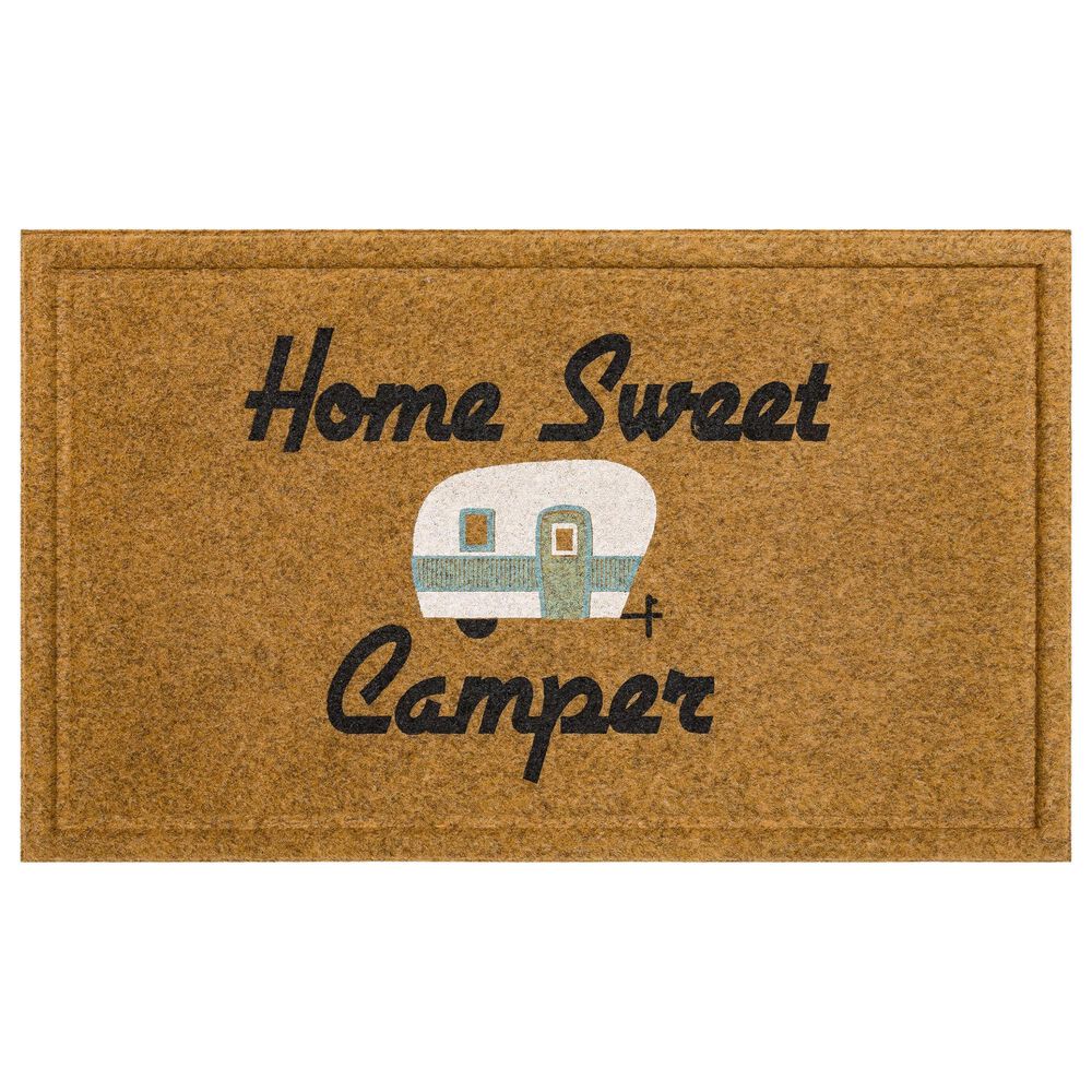 Karastan Bristol Happy Sweet Camper 1"6" x 2"6" Natural Door Mat, , large