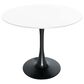 Leisuremod LeisureMod Bristol Mid-Century Modern Round Dining Table with Wood Top and Iron Pedestal Base with Gloss Finish for Kitchen and Dining Room, , large