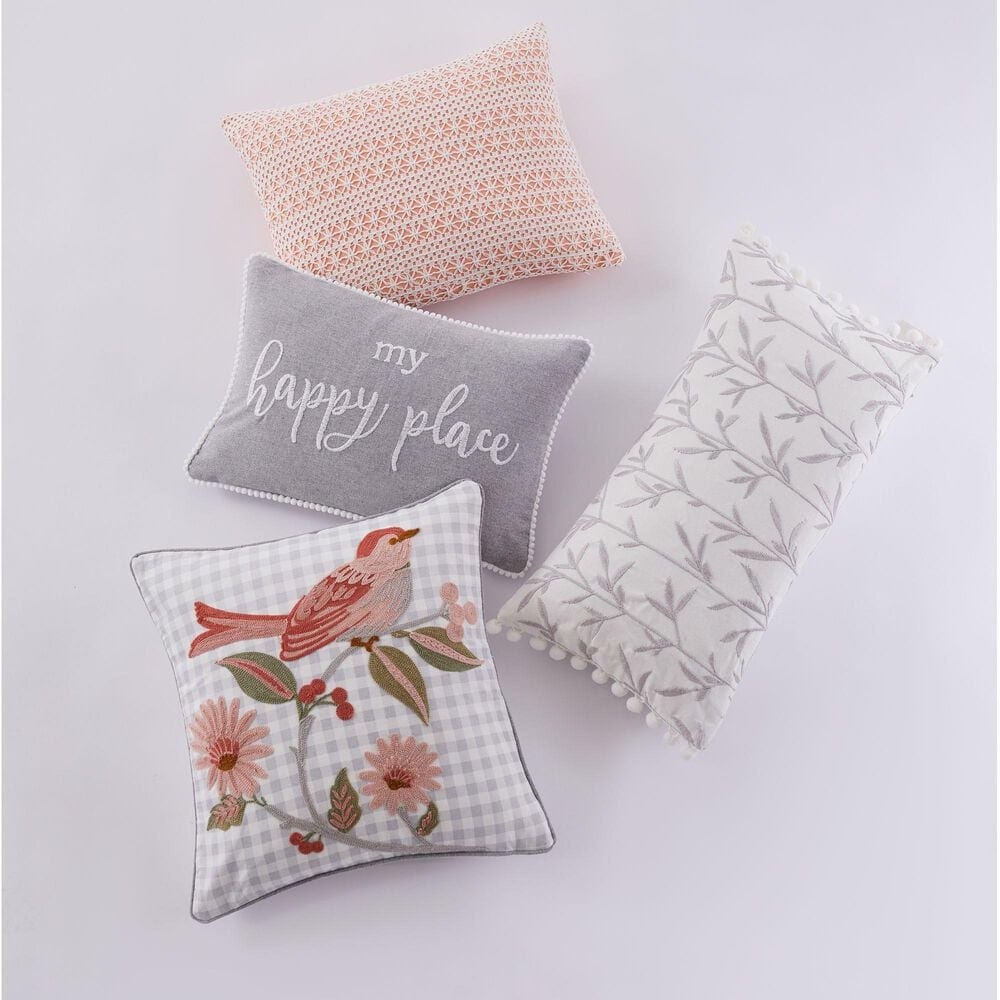 Levtex Pippa 18&quot; x 18&quot; Throw Pillow in Salmon, Blush, Pink, Green and Grey, , large