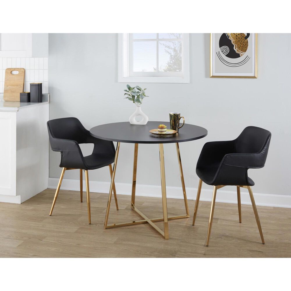 LumiSource Cosmo Round Dining Table in Gold and Black - Table Only, , large