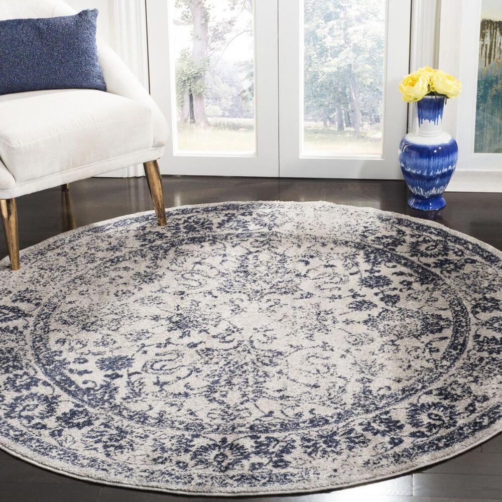 Safavieh Adirondack ADR109P 6" Round Grey and Navy Area Rug, , large