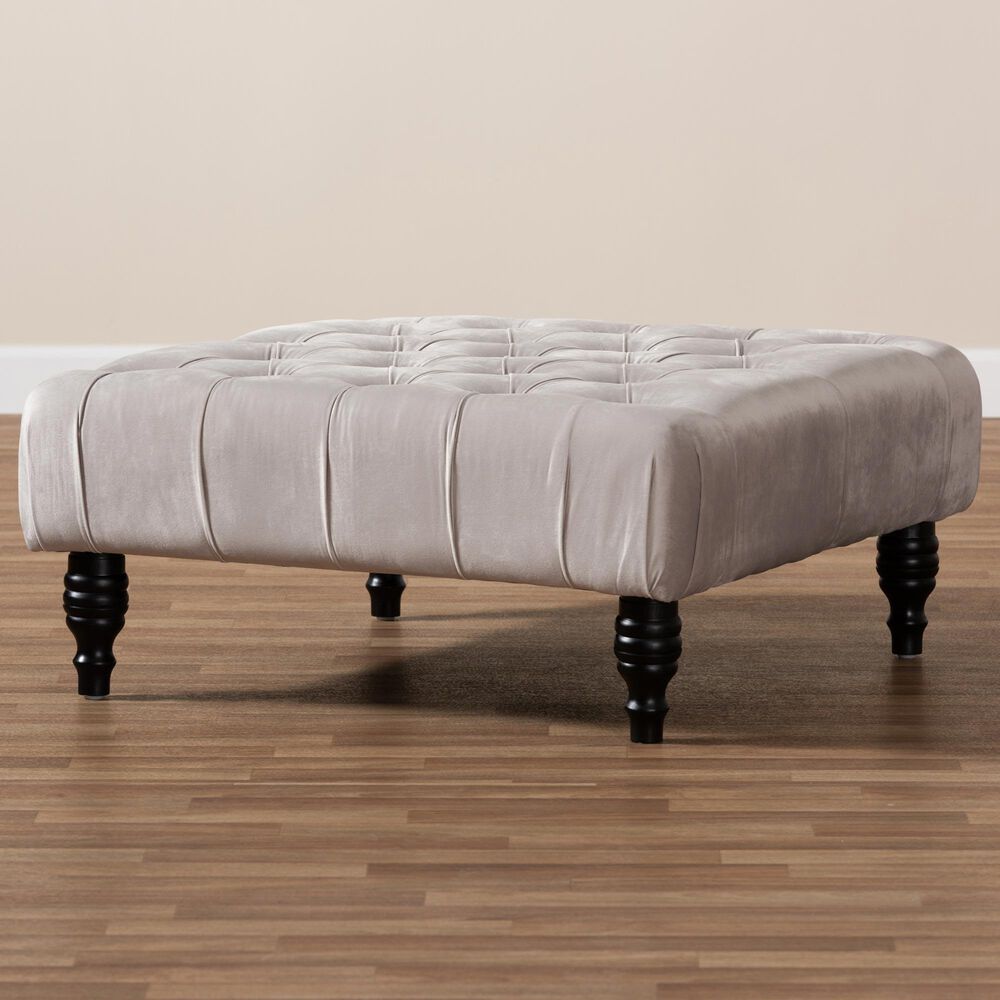 Baxton Studio Keswick Cocktail Ottoman in Grey, , large