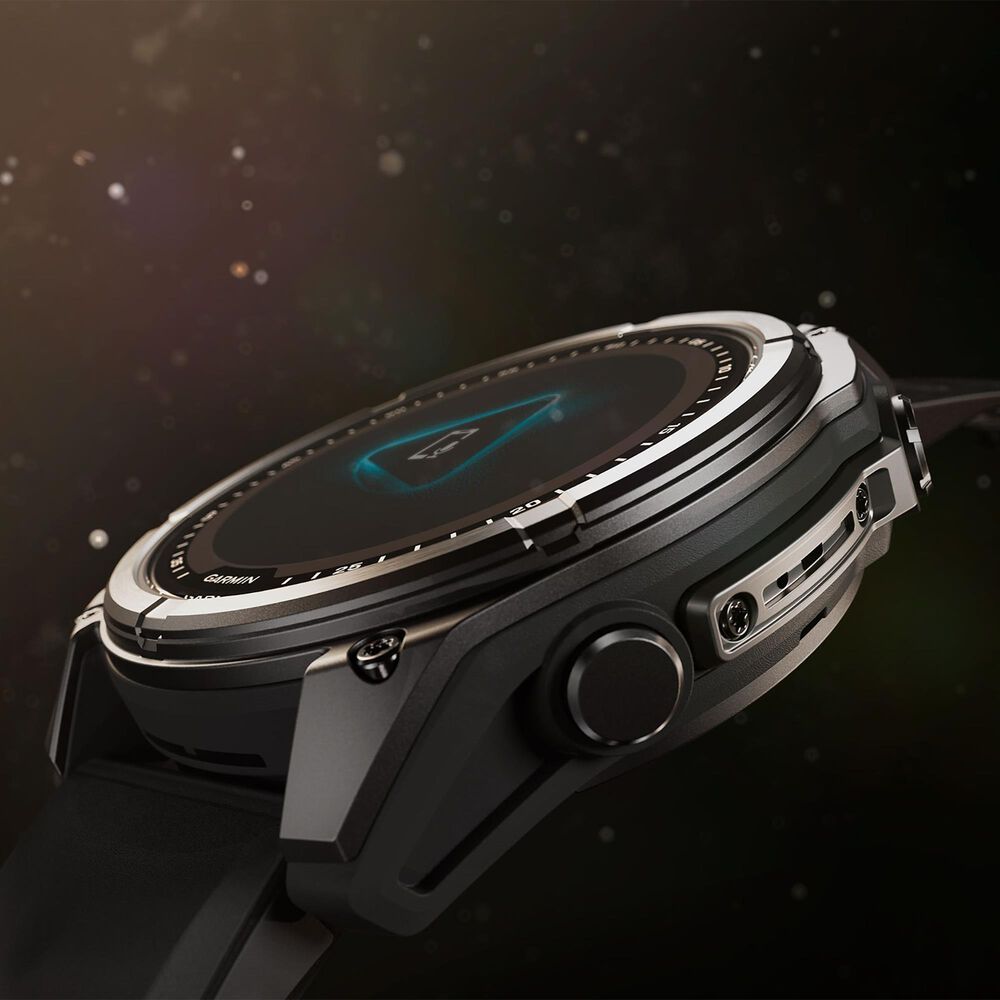 Garmin Fenix 8 Sapphire Solar Smartwatch 47mm Carbon Gray DLC Titanium Case with Black and Pebble Gray Silicone Band, , large