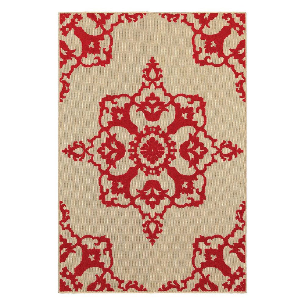 Oriental Weavers Cayman 97R 6"7" x 9"6" Sand/Red Area Rug, , large