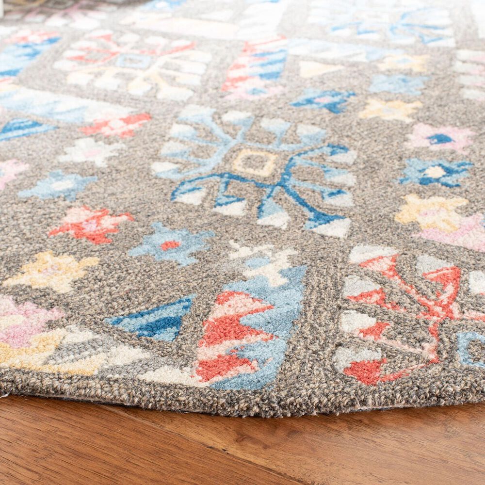 Safavieh Micro-Loop MLP351F 5&#39; Round Gray and Blue Area Rug, , large