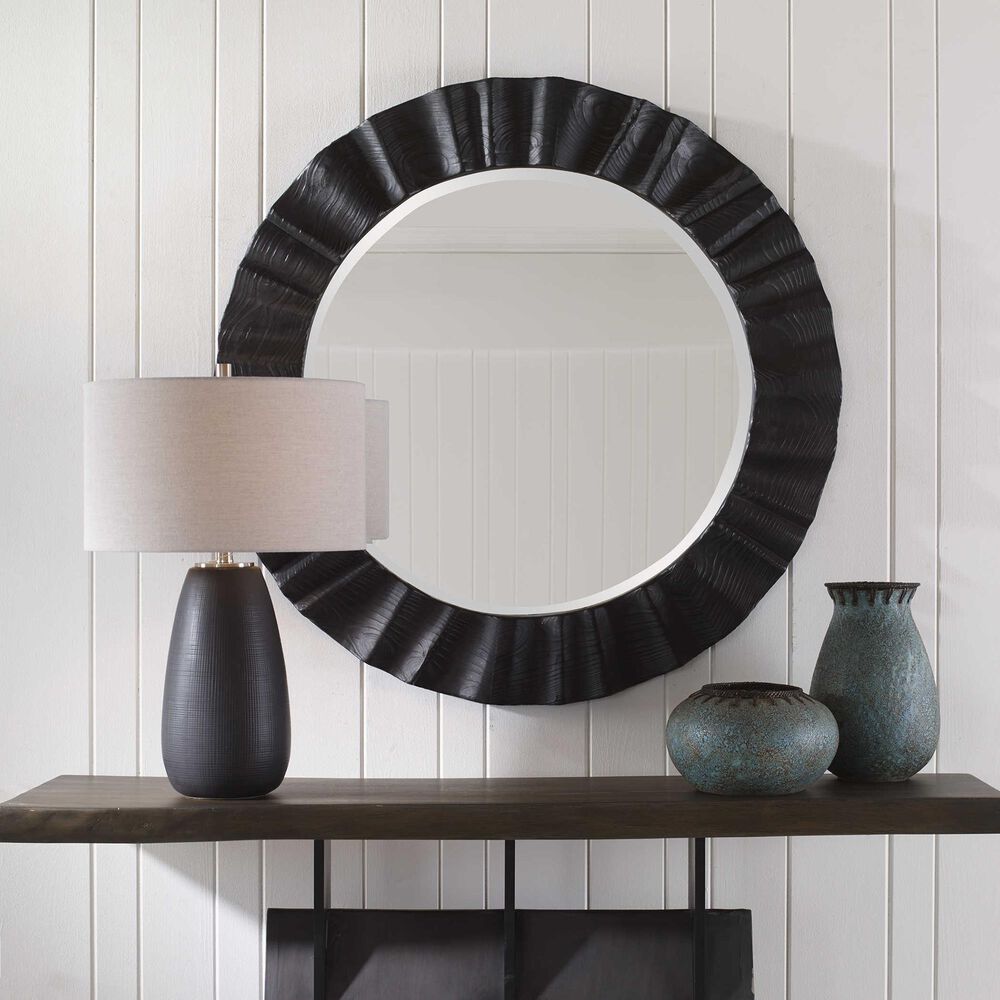 Uttermost Caribou Round Wall Mirror in Dark Espresso, , large