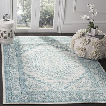Safavieh Adirondack ADR108G 5"1" x 7"6" Ivory and Teal Area Rug, , large