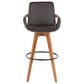 Lumisource Cosmo Swivel Barstool with Brown Cushion in Walnut and Black, , large