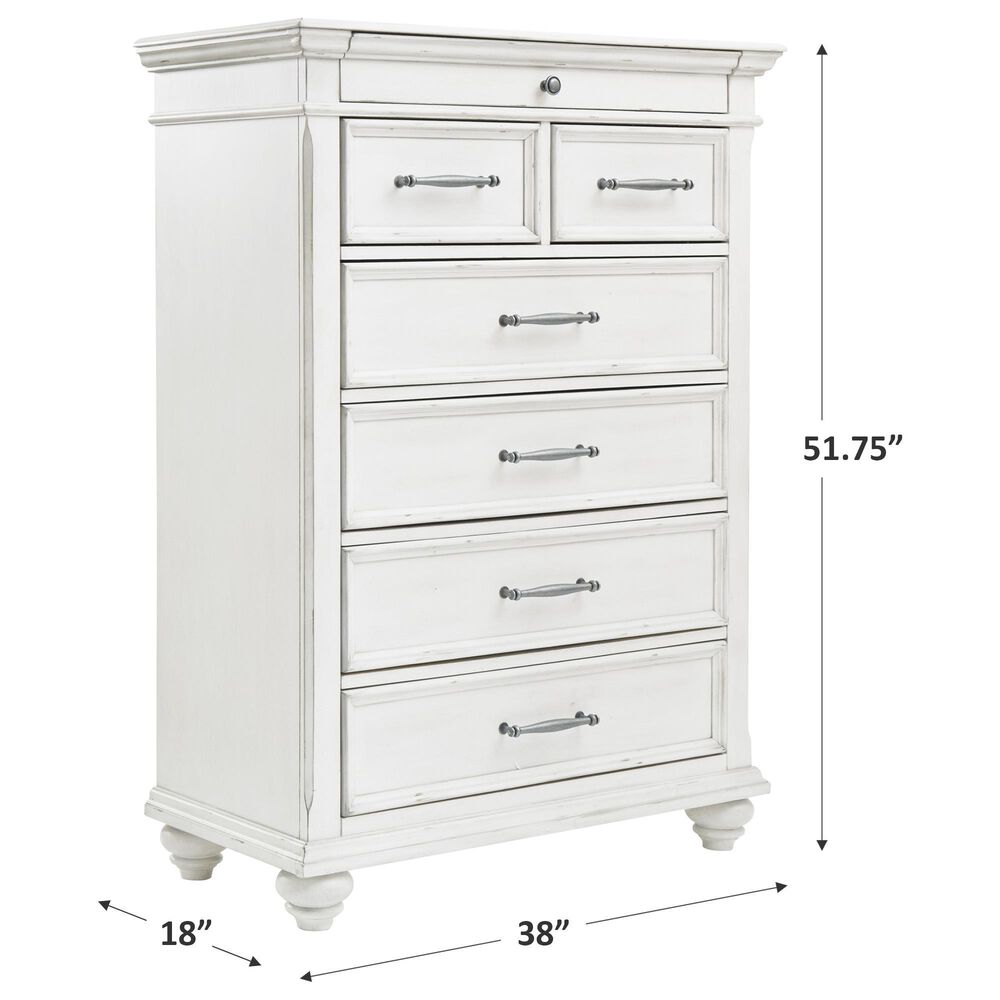 Ashley Kanwyn 7 Drawer Chest in Distressed Whitewash, , large