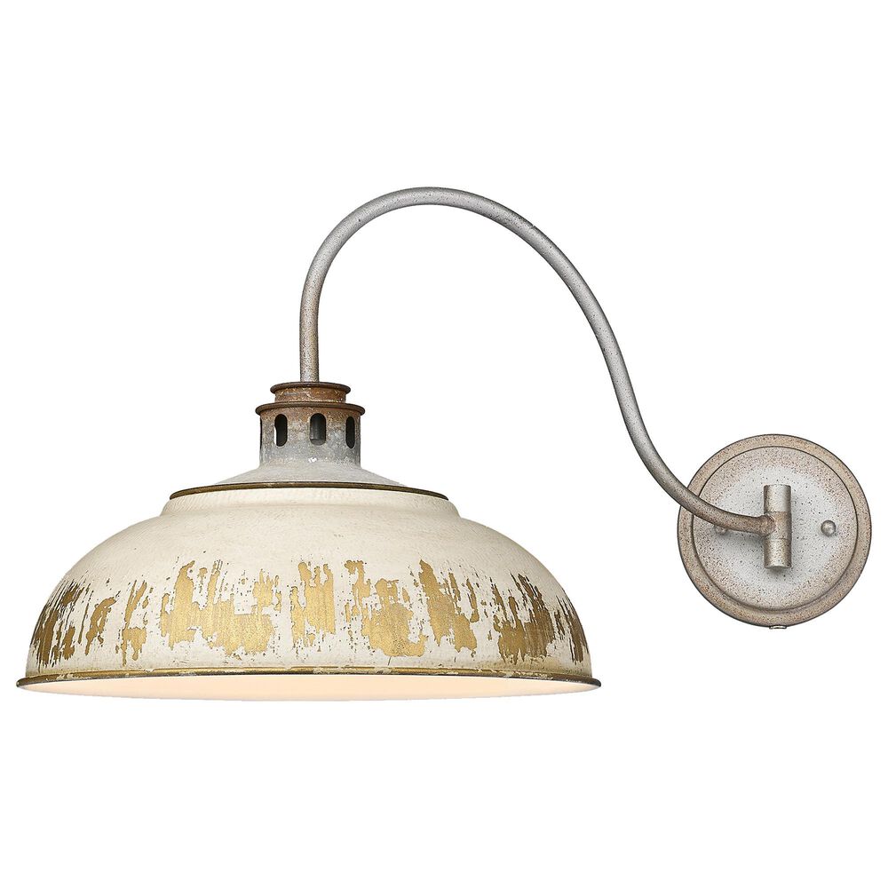 Golden Lighting Kinsley 1-Light Wall Sconce with Antique Ivory Shade in Aged Galvanized Steel, , large