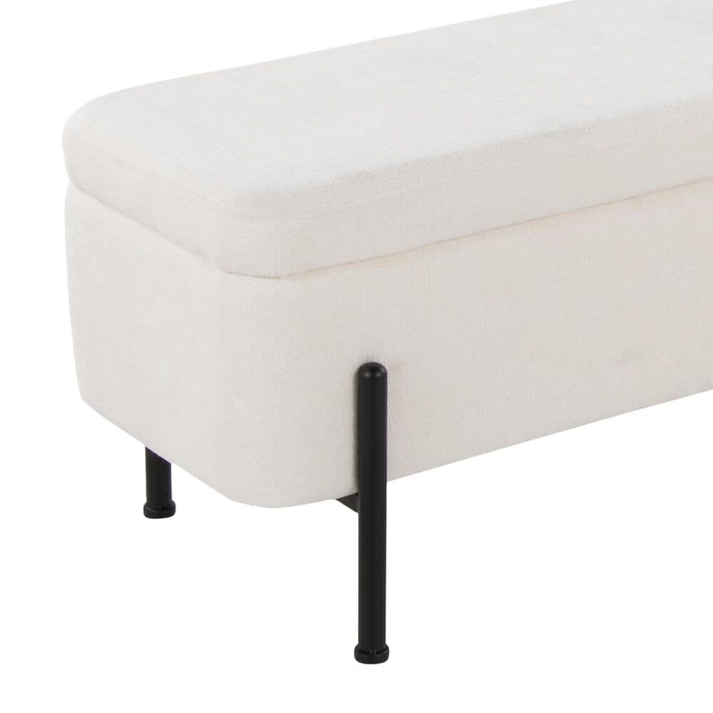 Lumisource Daniella Storage Bench with Cream Cushion in Black, , large