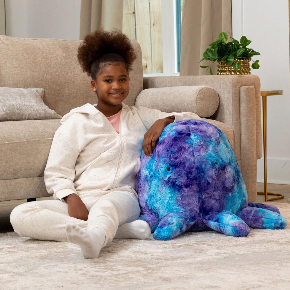 Jaxx Huggy The Octopus Sea Buddy Large Kids Stuffed Animal Bean Bag in Tie-Dye Mystic Blue and Purple, , large