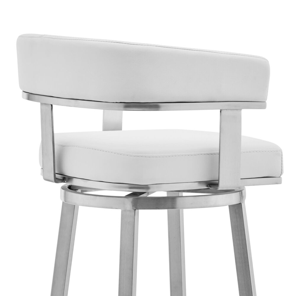 Blue River Lorin 26&quot; Swivel Counter Stool with White Cushion in Stainless Steel, , large