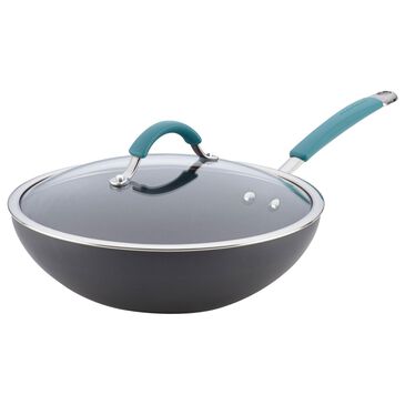 Rachael Ray 11" Stir Fry Pan with Lid in Gray and Agave Blue, , large