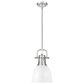 Golden Lighting Duncan 1-Light Small Pendant with Rod and Matte White Shade in Pewter, , large
